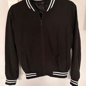 Betsey Johnson Black Jacket with White Trim and Pink Logo